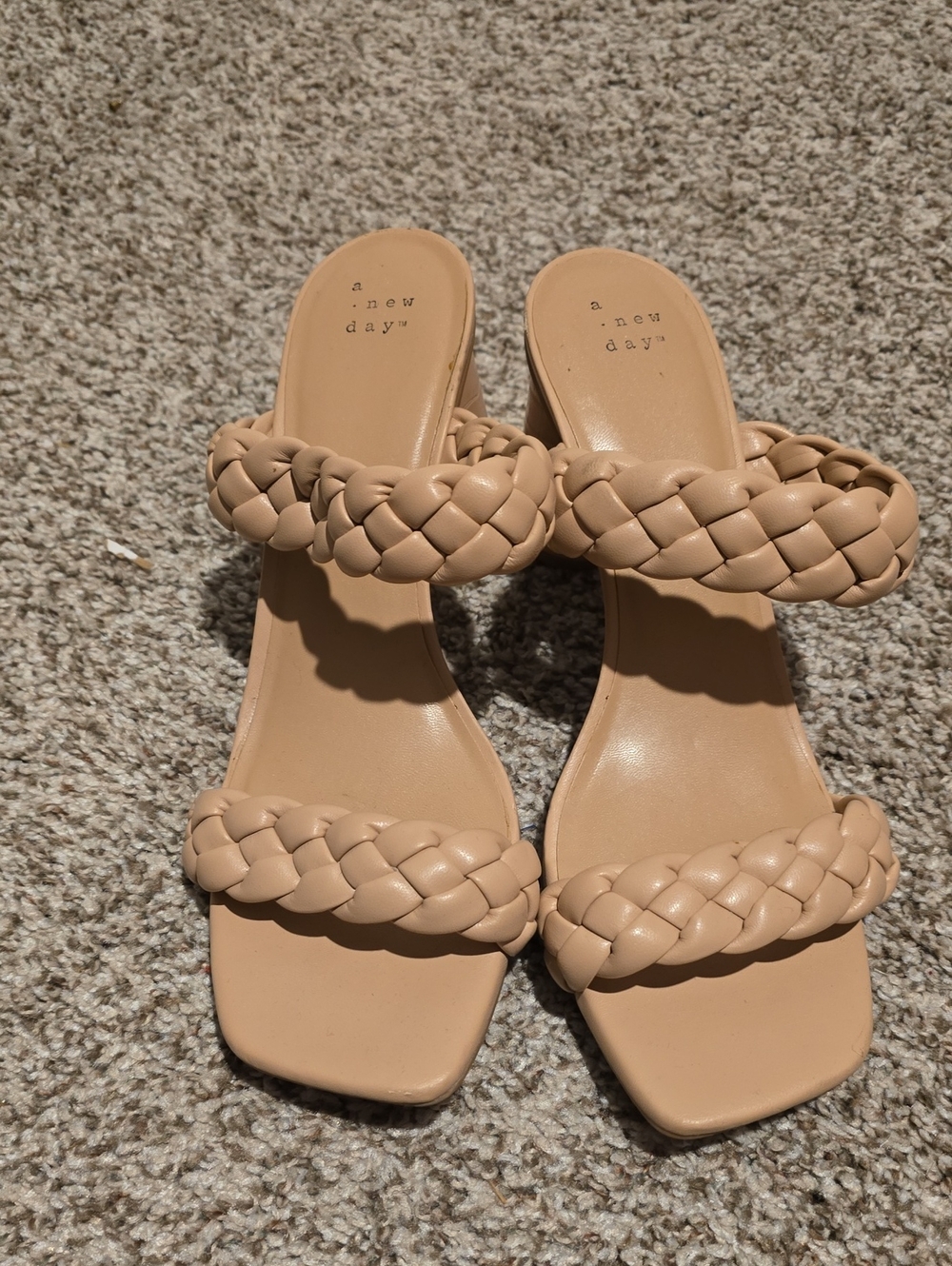 a new day Taupe Braided Double-Strap Heeled Sandals